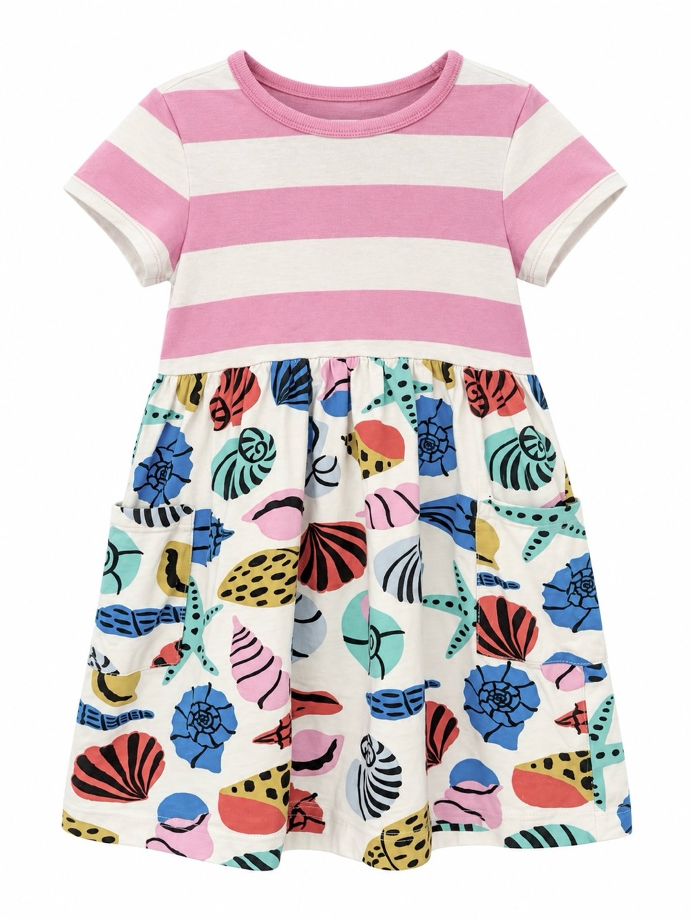 Hanna Andersson Shelly Seashell Stripe Pocket Dress Size 4